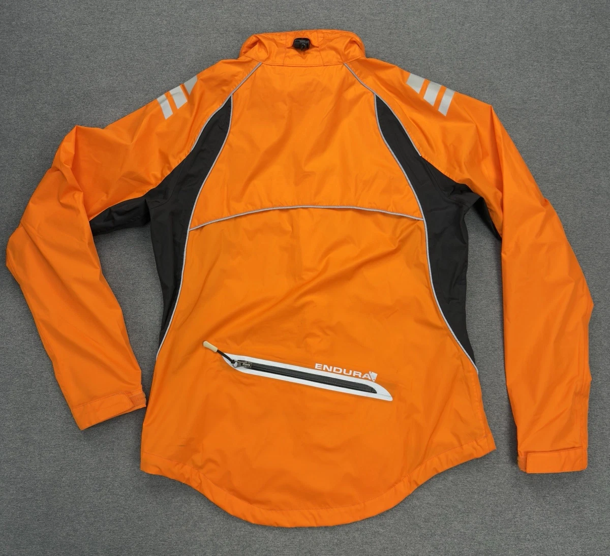 Endura Laser Jacket Womens Large Orange Full Zip Waterproof Seam Sealed Packable