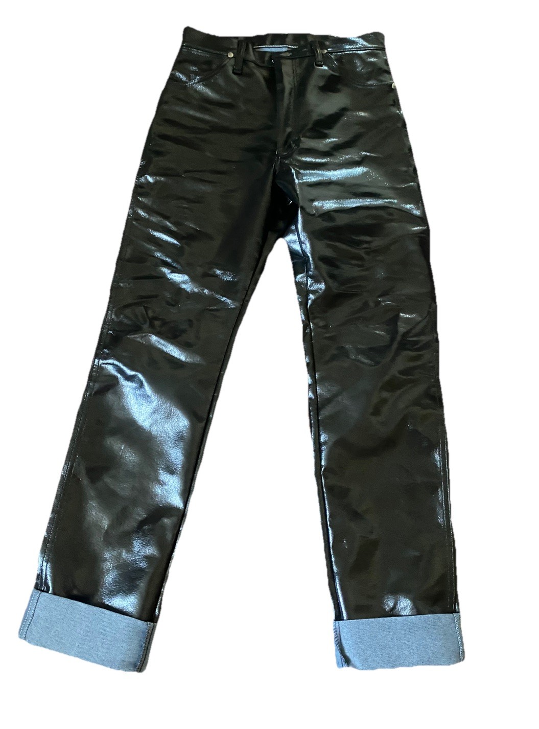 Wrangler Slim Fit Cowboy Cut Waxed Denim Pants Size 9 X 36 Black