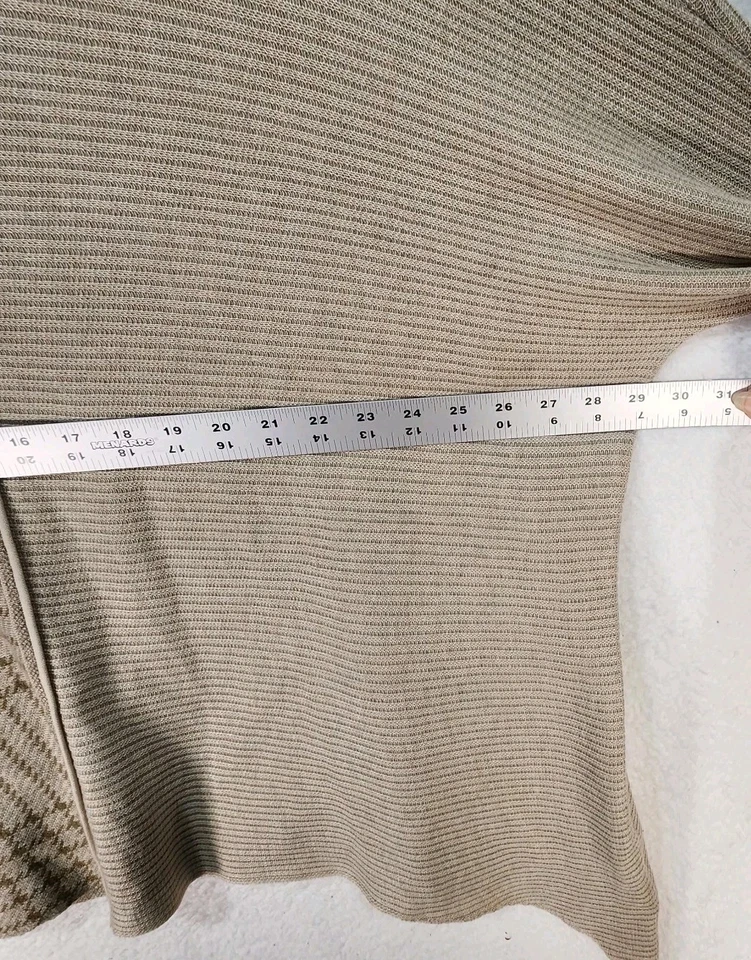 Mystree Colorblock Turtleneck Sweater Asymmetrical Tunic  Almond Large Baggy - Image 3 of 4