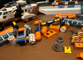 LEGO City Coast Guard Boat & Helicopter parts rafts minifigures partial sets
