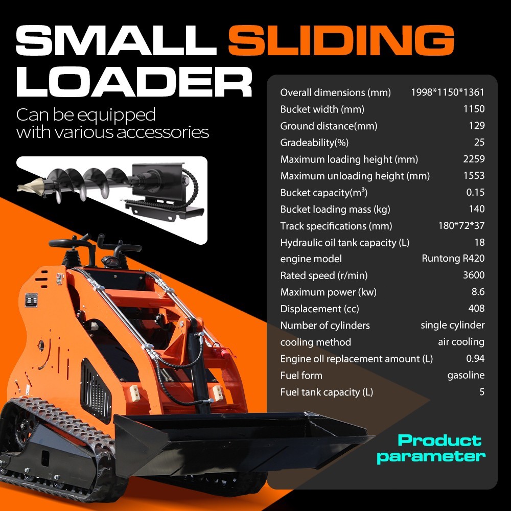 Free Shipping 13.5HP Mini Skid Steer Loader Heavy Duty Gas Engine Electric Start