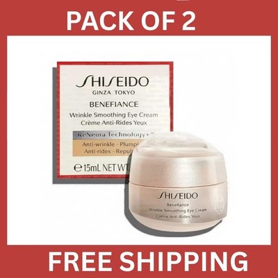 2Pack Shiseido Benefiance Wrinkle Smoothing Eye Cream 0.51oz New Sealed US STOCK