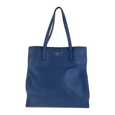 Prada Saffiano Leather Tote Bag Women Blue One Size
