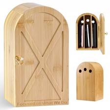 Caja de almacenamiento de teléfono de bambú con puerta arqueada organizador de teléfono celular desintoxicación digital