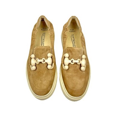 Softwaves Suede Chain Loafer Camel Tan Slip-On Platform Comfort Shoes Size 10