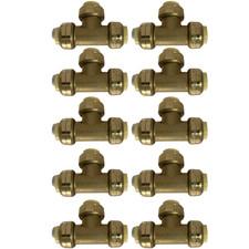 10 Pack XFITTING 1/2" Push Fit Tee Fittings, 1/2" Push to Connect Tee, Lead Free