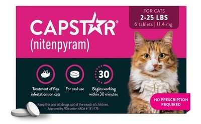 Capstar Nitenpyram 11.4mg 6 Tablets For Cats 2-25 LBS -US Stock, Free Shipping-