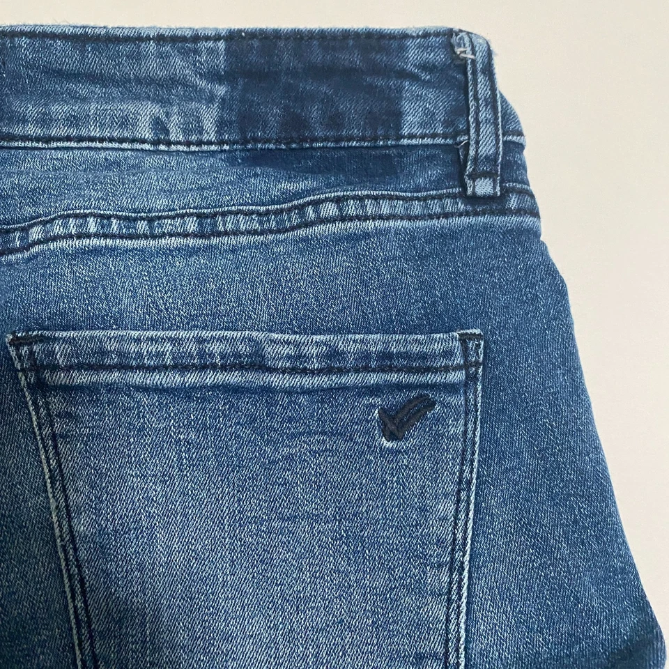 Pantalones de mezclilla ajustados William Rast Perfect para mujer 28 lavado medio retazos dobladillo crudo Foto 3 de 4