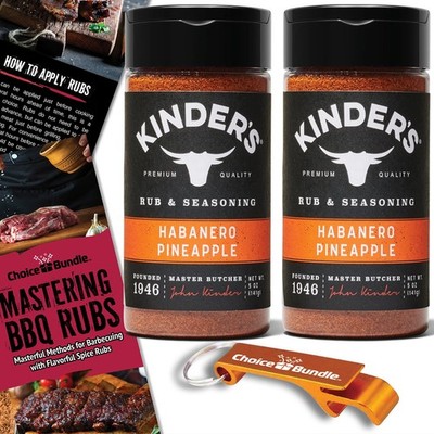 Kinder's Habanero Pineapple BBQ Seasoning Rub 5 oz 2 Pack + Guide Opener