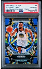 2024 PANINI PRIZM BLACK KALEIDOSCOPIC BLUE PRIZM #4 STEPHEN CURRY 30/199 PSA 10