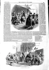 Original Old Antique Print 1846 Lambeth Ragged School Children Teacher 19th
