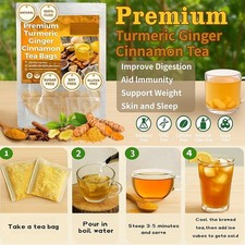 Turmeric, Ginger, Cinnamon Tea Bags, 100 Natural  No Additives  Caffeine Free