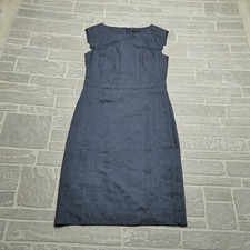 Ann Taylor Linen Blend Dress Size 4 Blue Sleeveless Midi Lined NEW $139