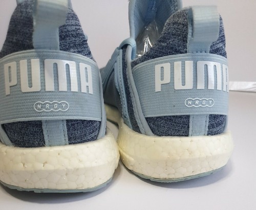 Womans Puma Mega Nrgy Heather Knit Running Shoes Size 5 Blue - Picture 3 of 6