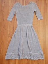 Guess Los Angeles Three Quarter Sleeve Lace Crochet Dress Light Brown XS