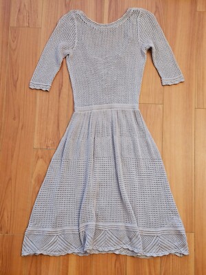 Guess Los Angeles Three Quarter Sleeve Lace Crochet Dress Light Brown XS