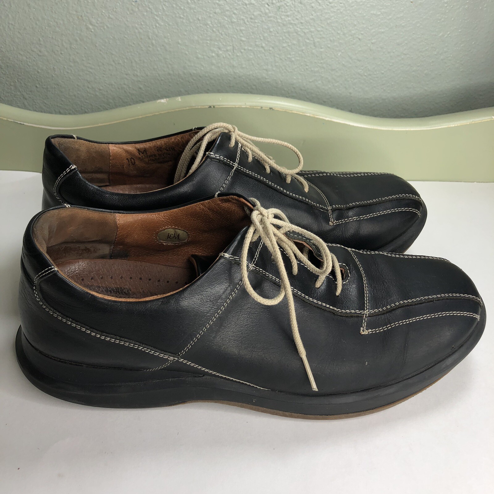 SAOLA Scarpe Oxford stringate Johnston & Murphy uomo taglia 9M tomaia pelle nera Italia