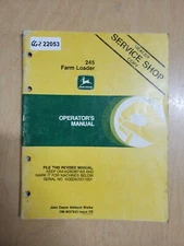 John Deere 245 Farm Loader Operators Manaul OMW37930
