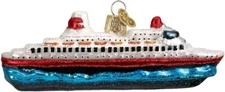Old World Christmas CRUISE SHIP (46030) Glass Ornament w/OWC Box