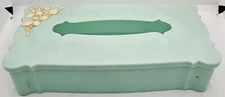 Schwarz Brothers Teal/ Green Floral Tissue Box Cover Vintage