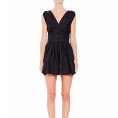 SIR THE LABEL Black Cross Open Back Patti Linen Mini Dress Size AUS  8/1/Small | eBay Australia