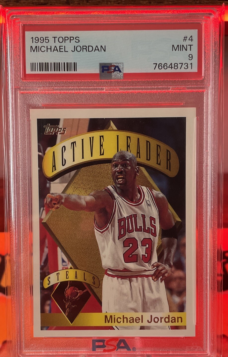1995 TOPPS #4 MICHAEL JORDAN PSA 9 Active Leader Steals Chicago Bulls