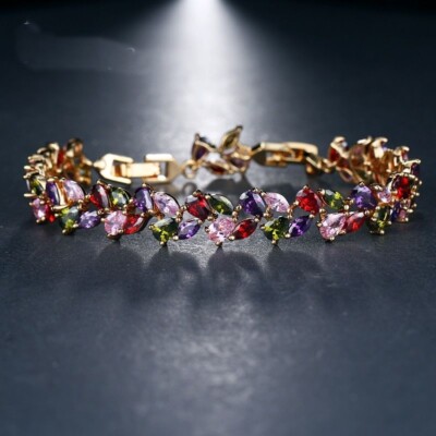 Gemstone Bridal Bracelet Party Crystal Bracelet Solid Chain Bangle