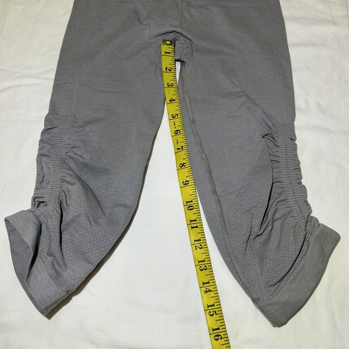 Lululemon In the Flow Crop Ruched Gray Leggings Size 4 (read description) - Picture 3 of 11