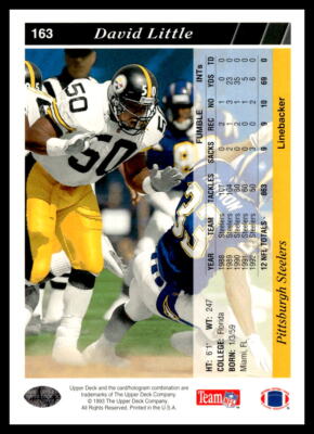 1993 Upper Deck #163 David Little Pittsburgh Steelers Football