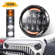 For Jeep Wrangler Jk Lj Tj 1997-2017 7 Round Led Headlight Halo Ring Turn Signal