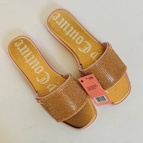 JUICY COUTURE YASHA RHINESTONES ROSE GOLD SLIPPERS SANDALS | eBay