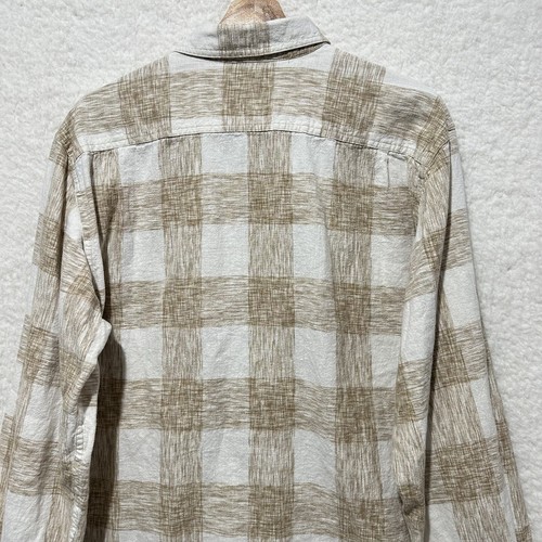 TERRITORY AHEAD Long Sleeve Linen Shirt Beige Check Men's Size Large - Picture 6 of 14