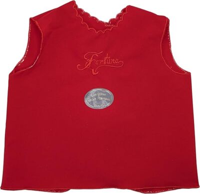 PASTELL - GLÜCKSBLUSE BABYS GEBURT BESTICKT ROT SEIDENOPTIK
