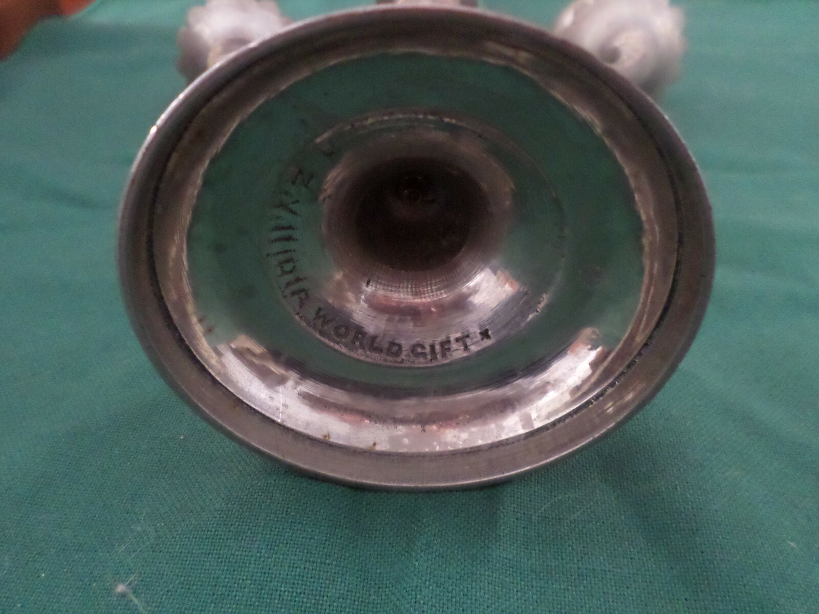 Vintage Z. Y. India World Gift Metal Etched Candelabra Tapered Candle