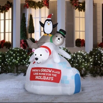 Holiday Living 6.5-ft LED Bear Seal Penguin Igloo Christmas Scene Inflatable NEW