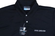 NWT PGA TOUR AIRFLUX PIPE DREAM LOGO MEDIUM PERFORMANCE BLACK STRETCH POLO SHIRT