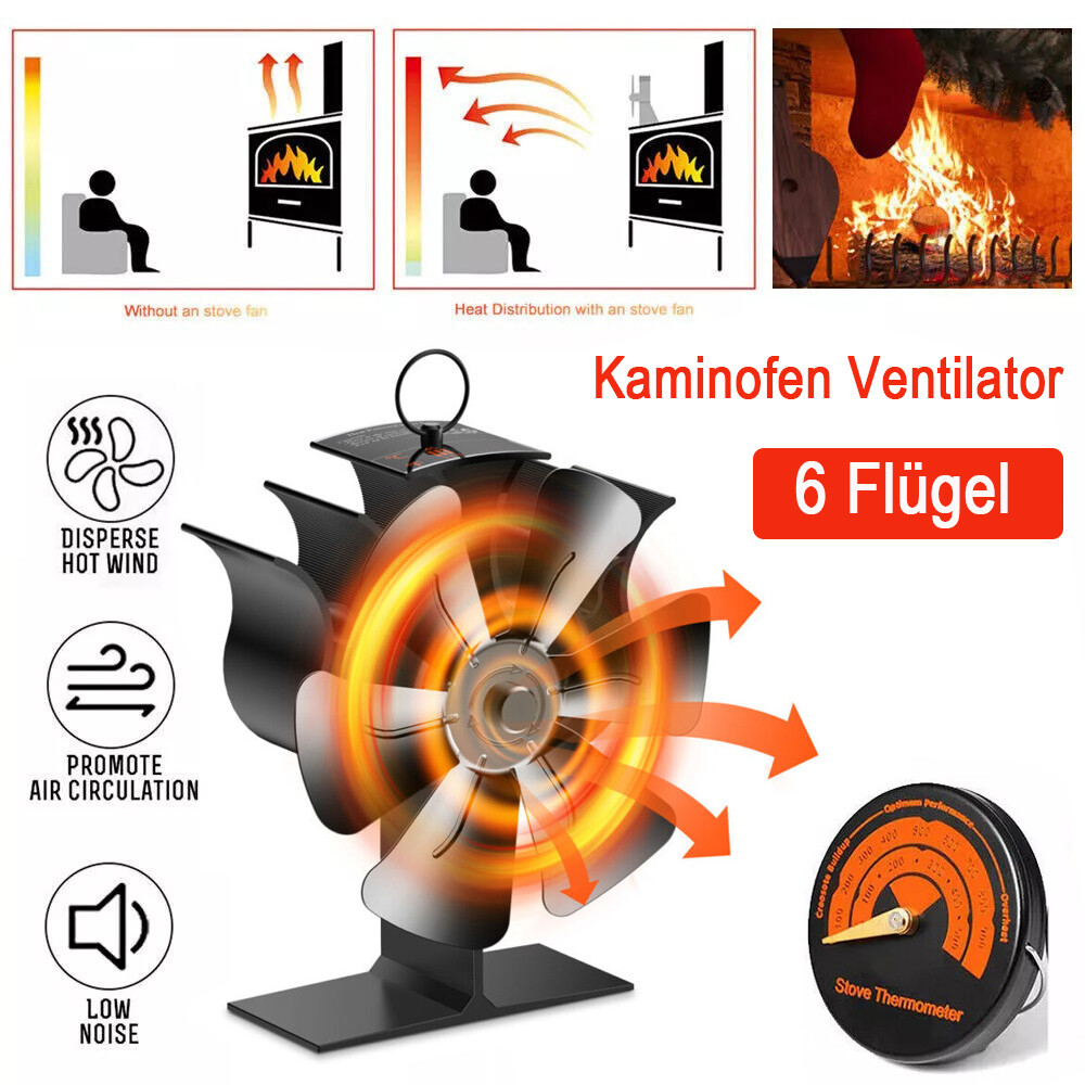 6 aspas estufa eléctrica ventilador ventilador estufa ventilador ventilador con termómetro