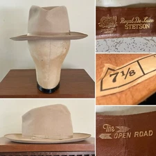 1950s Stetson ROYAL DE LUXE OPEN ROAD 7 1/8 Hat Fedora Cowboy Western Vtg 50s