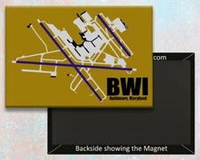 BWI Baltimore Int'l Airport Diagram Map Handmade 3.25" x 2.25" Magnet (MM10030)
