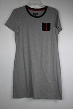 Women's Chaps Short Sleeve Pocket T-Shirt Dress Grey Medium