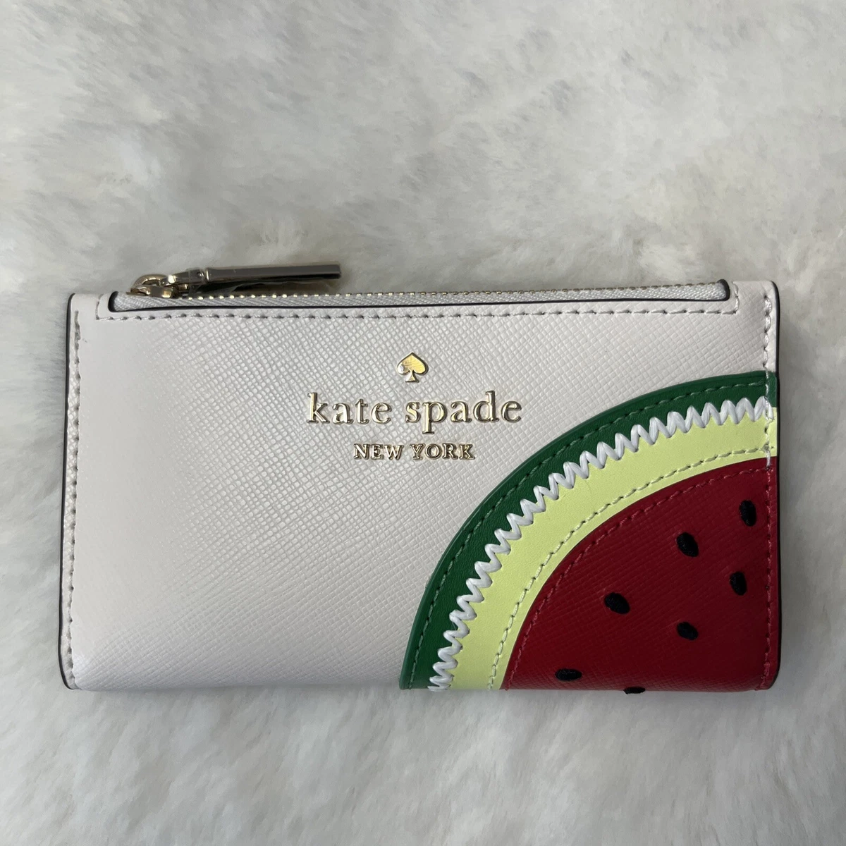 NWT Kate Spade What A Melon Watermelon Small Slim Bifold Leather Wallet