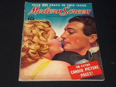 1937 MAY MODERN SCREEN MAGAZINE - JEAN HARLOW ROBERT TAYLOR COVER - E 14527