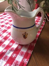 Vintage Syracuse China O. P. Co. White Pitcher 20 Oz Crest FBC