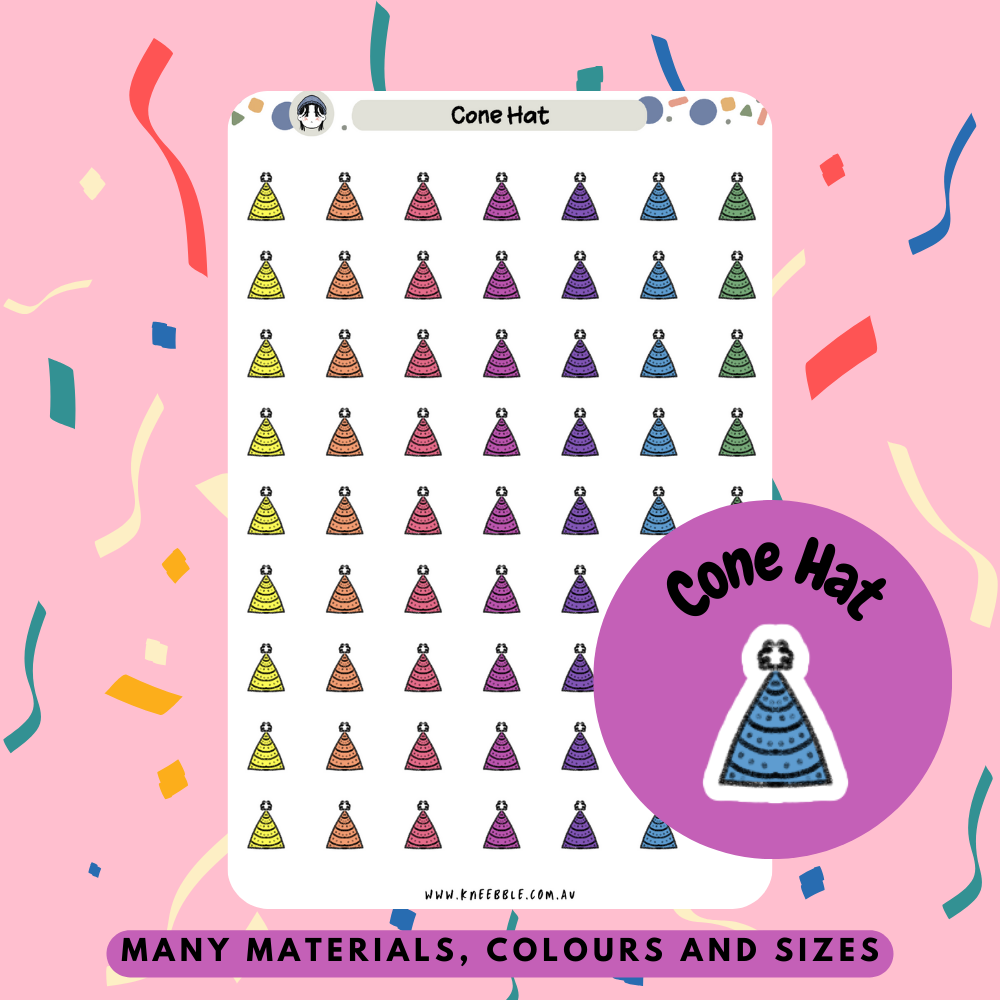 Birthday Cone Hat Planner Stickers