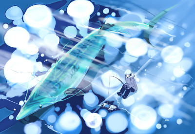 Anime winter ice fish fisherman original characters Custom Gaming Mat Desk
