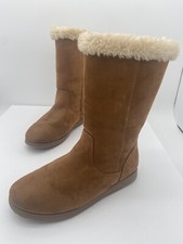 Cat  Jack Suede Boots Girls Size 5 Brown Lined Faux Fur