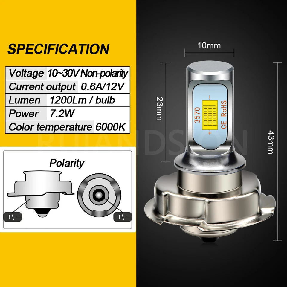 Weiß P26S COB Motorrad Roller Moped Scheinwerfer Birne DRL Lampe DC 10-30V - Bild 2 von 4