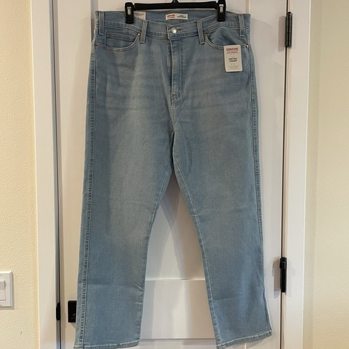 Pantalones de mezclilla Levi Levis Strauss Signature para mujer Heritage tiro alto recto 18 XL azul