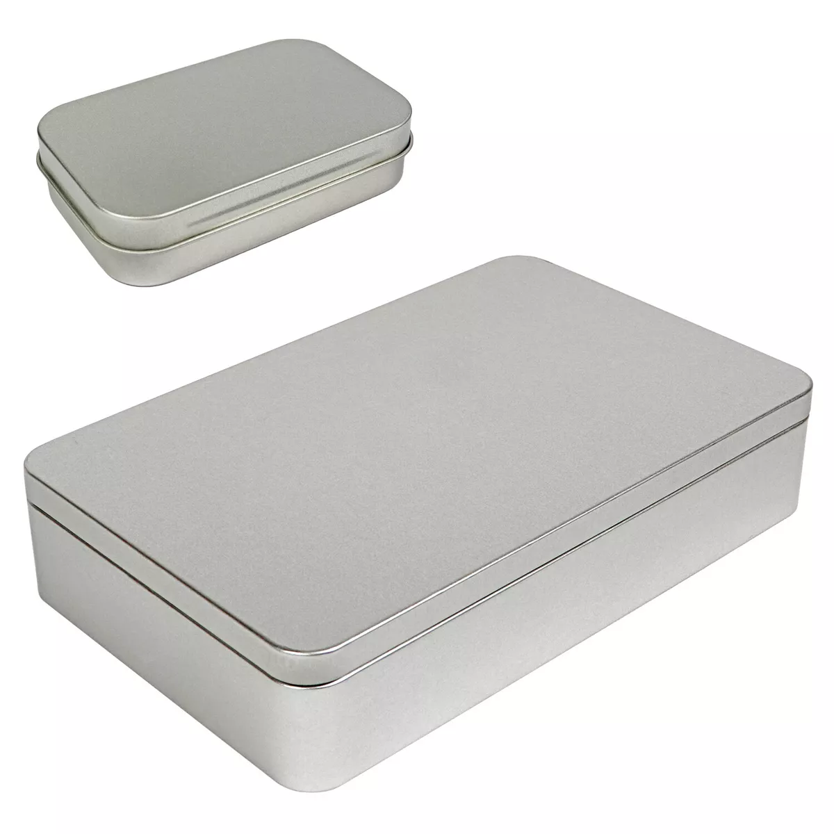 8.5 by 5.3 by 1.9 Inch Silver Metal Rectangular Empty Tin Box Containers  Storage