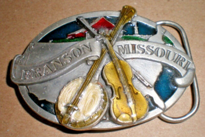 1992 BRANSON MISSOURI BELT BUCKLE. BANJO and FIDDLE